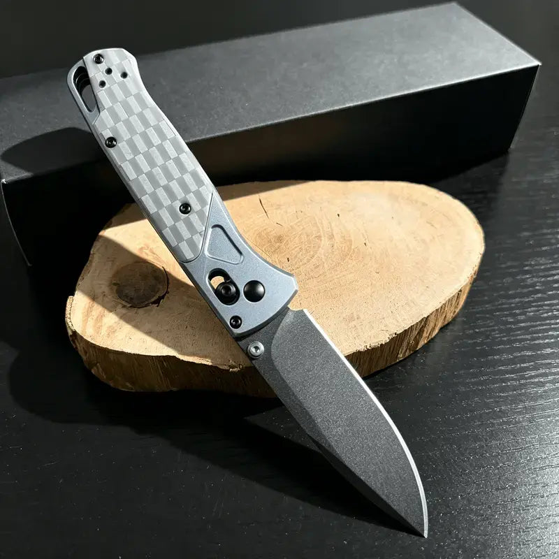 EDC Folding Knife with Textured Handle: Features a non-slip textured grip, a secure Axis Lock mechanism, and a sharp black-coated blade. Ideal for camping and Outdoor everyday carry—the perfect gift for men.