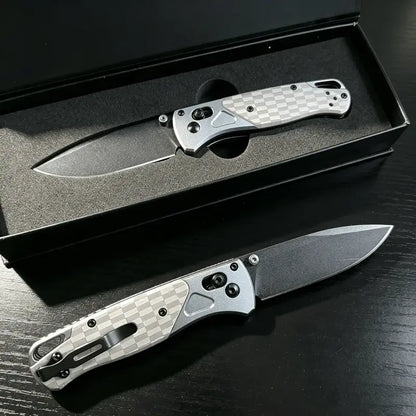 EDC Folding Knife with Textured Handle: Features a non-slip textured grip, a secure Axis Lock mechanism, and a sharp black-coated blade. Ideal for camping and Outdoor everyday carry—the perfect gift for men.
