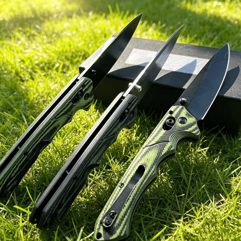 1401 Premium Folding Portable Knife : Features a high-quality textured handle with a non-slip striped grip. The blade is robust and durable—an ideal choice for camping, outdoor activities, and hiking.