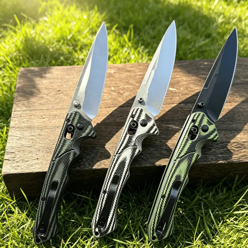 1401 Premium Folding Portable Knife : Features a high-quality textured handle with a non-slip striped grip. The blade is robust and durable—an ideal choice for camping, outdoor activities, and hiking.