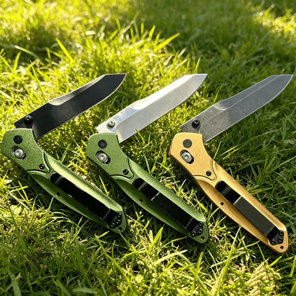 The 940 Rugged Aluminum Alloy Folding Portable Knife features a sturdy aluminum alloy handle and a durable stainless steel blade, making it the ideal gear for hiking, Outdoor， camping, and everyday carry.